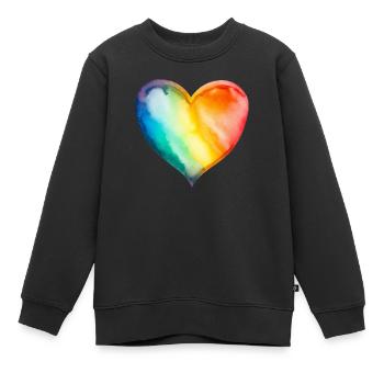 Regenbogen-Herz - Kinder Premium Organic Sweatshirt - Schwarz - Vorne - AI Model Kid Female (0cm)