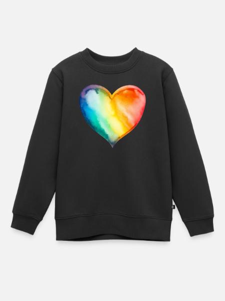 Regenbogen-Herz - Kinder Premium Organic Sweatshirt - Schwarz