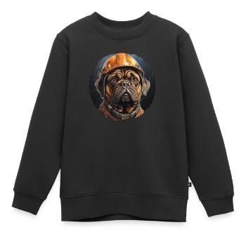 Mops als Baumeister - Kinder Premium Organic Sweatshirt - Schwarz - Vorne - AI Model Kid Female (0cm)