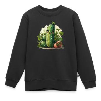 Zucchini Comic Stil - Kinder Premium Organic Sweatshirt - Schwarz - Vorne - AI Model Kid Female (0cm)