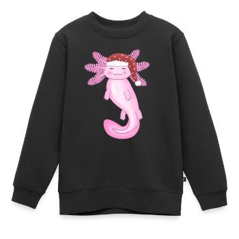 Süßer Weihnachts-Axolotl - Kinder Premium Organic Sweatshirt - Schwarz - Vorne - AI Model Kid Female (0cm)