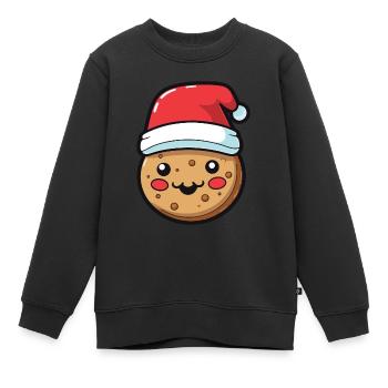 Keks Weihnachten Comic - Kinder Premium Organic Sweatshirt - Schwarz - Vorne - AI Model Kid Female (0cm)