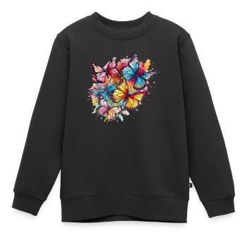 Beautiful Butterflies Watercolor Art - Kinder Premium Organic Sweatshirt - Schwarz - Vorne - AI Model Kid Female (0cm)