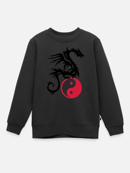 Dragon DRAKO | Yin et Yang - Sweat Premium enfant bio - noir