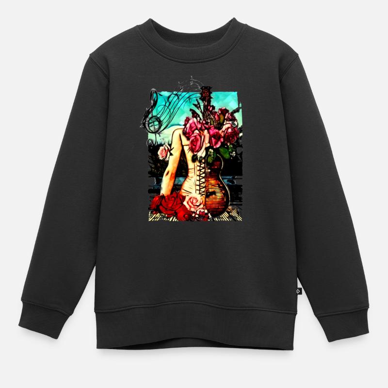 guitar hips - Kids Premium Organic Sweatshirt - black