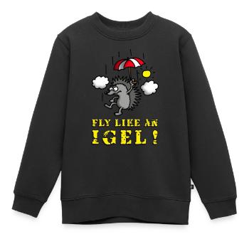 fly_like_an_igel_a - Kinder Premium Organic Sweatshirt - Schwarz - Vorne - AI Model Kid Female (0cm)