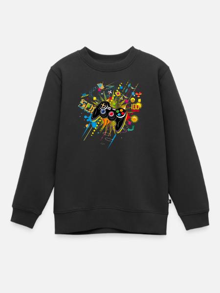 Gamepad Videogames mit verschiedenen Symbolen - Kinder Premium Organic Sweatshirt - Schwarz