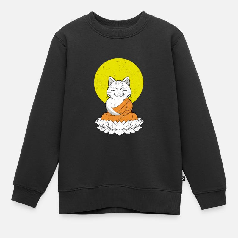 Cat Buddha Master Vintage - Sweat Premium enfant bio - noir