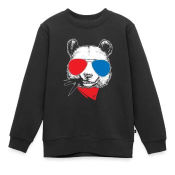 cool panda cadeau ours nature animal mignon - Sweat Premium enfant bio - noir - Devant - AI Model Kid Female (0cm)