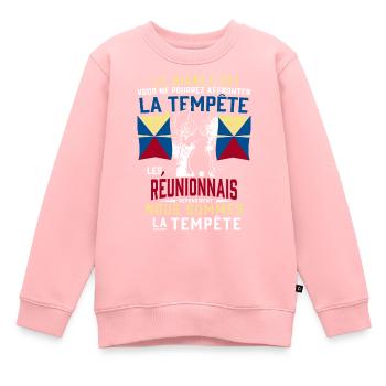 Réunionnais Tempête - Sweat Premium enfant bio - rose - Devant - AI Model Kid Female (0cm)