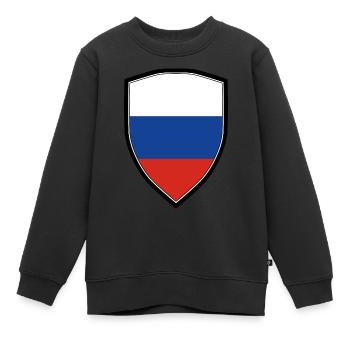 RUSSLAND WAPPEN FAHNE - Kinder Premium Organic Sweatshirt - Schwarz - Vorne - AI Model Kid Female (0cm)