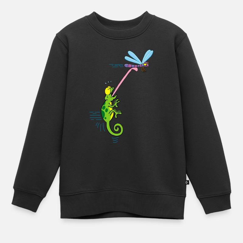 Caméléon et libellule - Sweat Premium enfant bio - noir