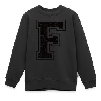 Buchstabe F im Vintage-Shabby-Chic - Kinder Premium Organic Sweatshirt - Schwarz - Vorne - AI Model Kid Female (0cm)