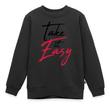 cool cool prenez-le facilement logo design texte chill - Sweat Premium enfant bio - noir - Devant - AI Model Kid Female (0cm)