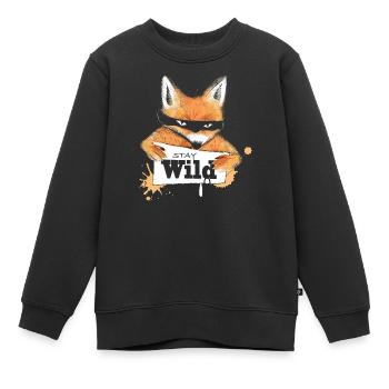 Fuchs mit einer Nachricht - Kinder Premium Organic Sweatshirt - Schwarz - Vorne - AI Model Kid Female (0cm)