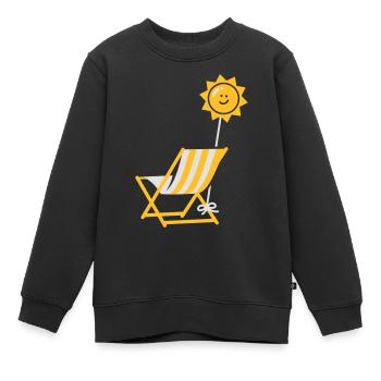 Liegestuhl - Sonne - chillen - Sommer - Urlaub -2C - Kinder Premium Organic Sweatshirt - Schwarz - Vorne - AI Model Kid Female (0cm)