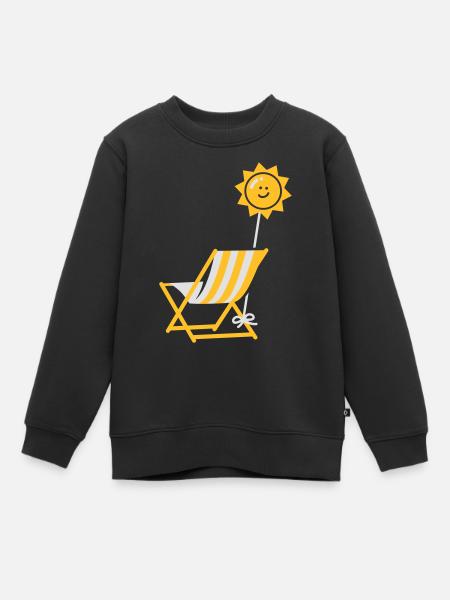 Liegestuhl - Sonne - chillen - Sommer - Urlaub -2C - Kinder Premium Organic Sweatshirt - Schwarz