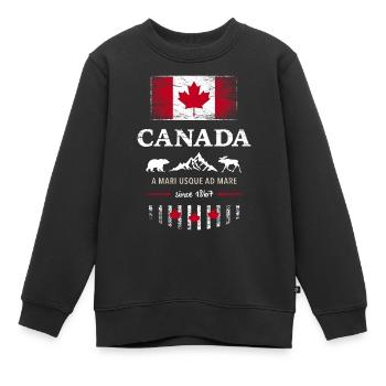 Canada Kanada Amerika maple leaf Flagge Fahne - Kinder Premium Organic Sweatshirt - Schwarz - Vorne - AI Model Kid Female (0cm)