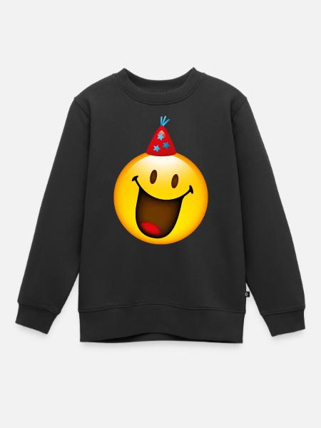 Smiley with Party Hat - Sweat Premium enfant bio - noir