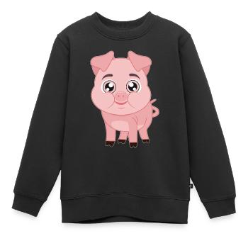 Schwein - Ferkel - baby - Kind - Comic - Niedlich - Kinder Premium Organic Sweatshirt - Schwarz - Vorne - AI Model Kid Female (0cm)