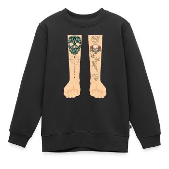 skull tattoo arme Totenkopf - Kinder Premium Organic Sweatshirt - Schwarz - Vorne - AI Model Kid Female (0cm)