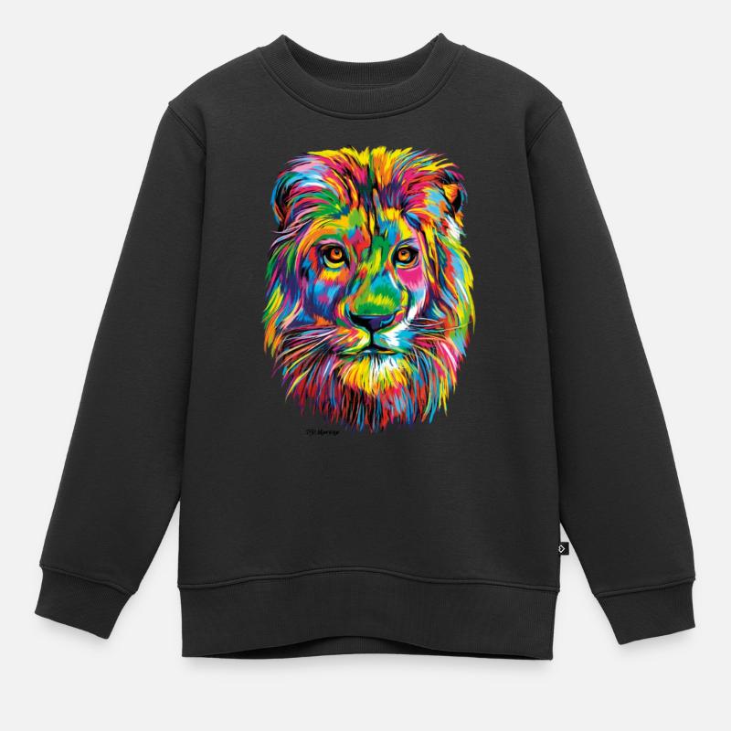 P.D. Moreno Bunter Löwe - Kinder Premium Organic Sweatshirt - Schwarz