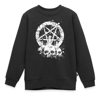Gothic Skull - Kinder Premium Organic Sweatshirt - Schwarz - Vorne - AI Model Kid Female (0cm)