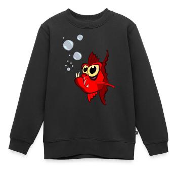 poisson rouge - Sweat Premium enfant bio - noir - Devant - AI Model Kid Female (0cm)