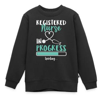 Infirmière autorisée en cours de chargement - Sweat Premium enfant bio - noir - Devant - AI Model Kid Female (0cm)