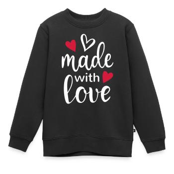 Baby Babysprüche Made with Love Herz Mädchen Junge - Kinder Premium Organic Sweatshirt - Schwarz - Vorne - AI Model Kid Female (0cm)