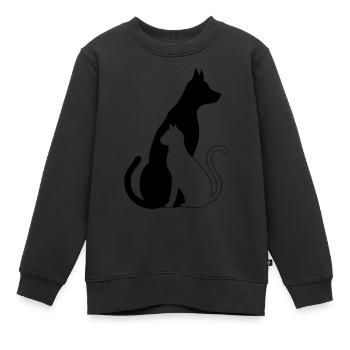 Hund katze silhouette - Kinder Premium Organic Sweatshirt - Schwarz - Vorne - AI Model Kid Female (0cm)