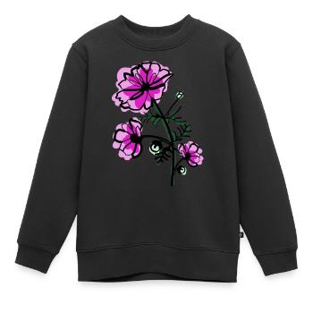 Cosmos de fleur de naissance d’octobre - Sweat Premium enfant bio - noir - Devant - AI Model Kid Female (0cm)