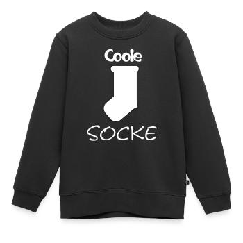 Coole Socke - weiße Socke - Kinder Premium Organic Sweatshirt - Schwarz - Vorne - AI Model Kid Female (0cm)