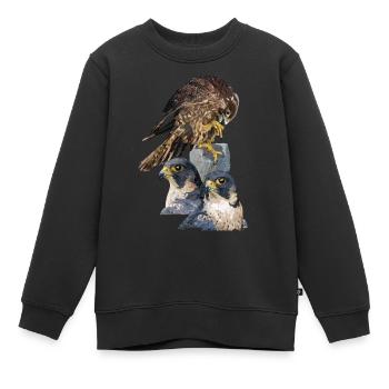 Faucon pèlerin - Sweat Premium enfant bio - noir - Devant - AI Model Kid Female (0cm)