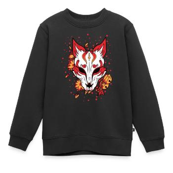 Fox Mask, Fuchs, Kitsune - Kinder Premium Organic Sweatshirt - Schwarz - Vorne - AI Model Kid Female (0cm)