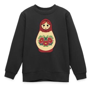 Matroschka Illustration - Kinder Premium Organic Sweatshirt - Schwarz - Vorne - AI Model Kid Female (0cm)