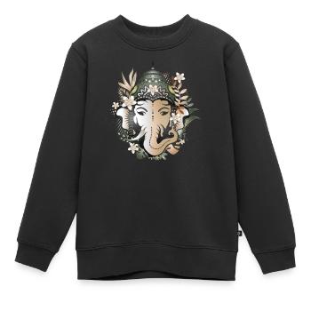 Elefanten Gott Ganesha geschmückt mit Blüten - Kinder Premium Organic Sweatshirt - Schwarz - Vorne - AI Model Kid Female (0cm)