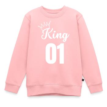 King 01-tshirt assorti famille - Sweat Premium enfant bio - rose - Devant - AI Model Kid Female (0cm)