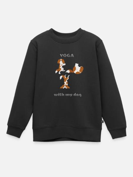 Yoga pour chiens Cocker Spaniel étirement flexible - Sweat Premium enfant bio - noir