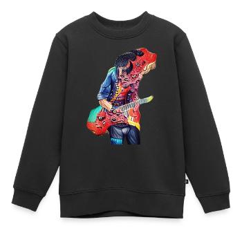Demon Gitarrist - Kinder Premium Organic Sweatshirt - Schwarz - Vorne - AI Model Kid Female (0cm)