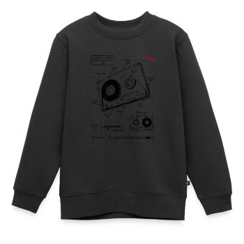 Cassette audio plan - Sweat Premium enfant bio - noir - Devant - AI Model Kid Female (0cm)