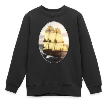 Français navire de guerre - Sweat Premium enfant bio - noir - Devant - AI Model Kid Female (0cm)