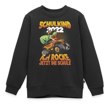 Einschulung T-Shirt Dinosaurier Jungen Schulanfang - Kinder Premium Organic Sweatshirt - Schwarz - Vorne - AI Model Kid Female (0cm)
