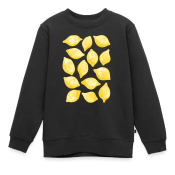 Zitronen-Aquarell - Kinder Premium Organic Sweatshirt - Schwarz - Vorne - AI Model Kid Female (0cm)
