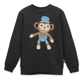 Monsieur singe monkey bleu - Sweat Premium enfant bio - noir - Devant - AI Model Kid Female (0cm)