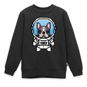 Français Bulldog Astronaute Pixel Art - Sweat Premium enfant bio - noir - Devant - AI Model Kid Female (0cm)