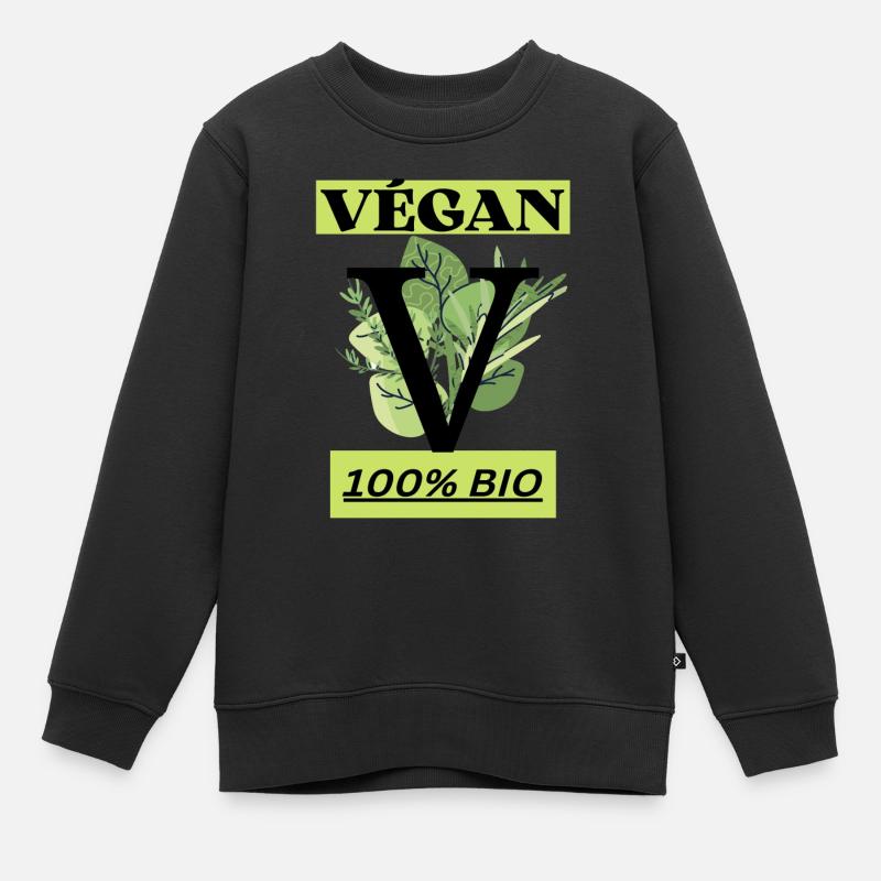 VÉGAN 100% - Sweat Premium enfant bio - noir