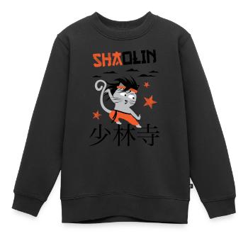Lustige Katze, Shaolin Lustige Katze Meister Kung Fu - Kinder Premium Organic Sweatshirt - Schwarz - Vorne - AI Model Kid Female (0cm)