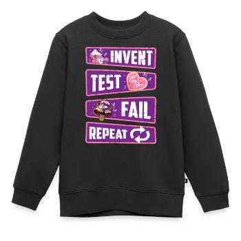Invent, test, fail, repeat - Kids Premium Organic Sweatshirt - black - Front - AI Model Kid Female (0cm)