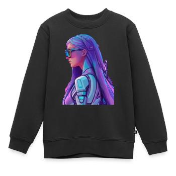 Space Fighter - Kinder Premium Organic Sweatshirt - Schwarz - Vorne - AI Model Kid Female (0cm)